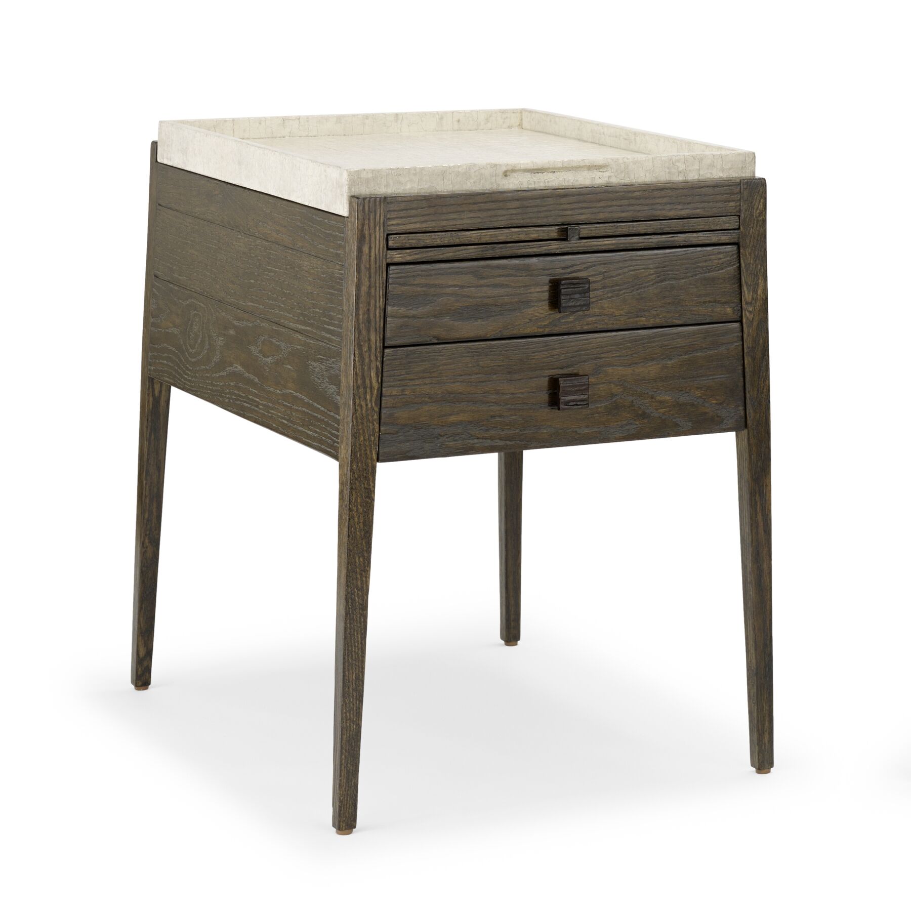 Bonnaire End Table Tray Top two drawer Gregorius Pineo